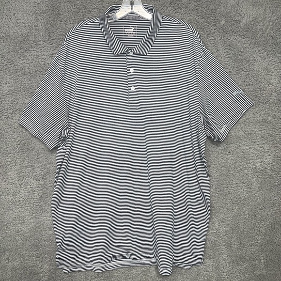 Puma Other - Puma Shirt Men's Size XL Gray Striped‎ Short Sleeve Polo Golf Lightweight